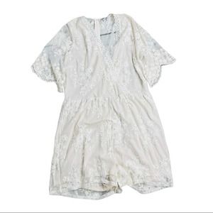 Charlotte Russe Ivory Lace Overlay Romper Size XL